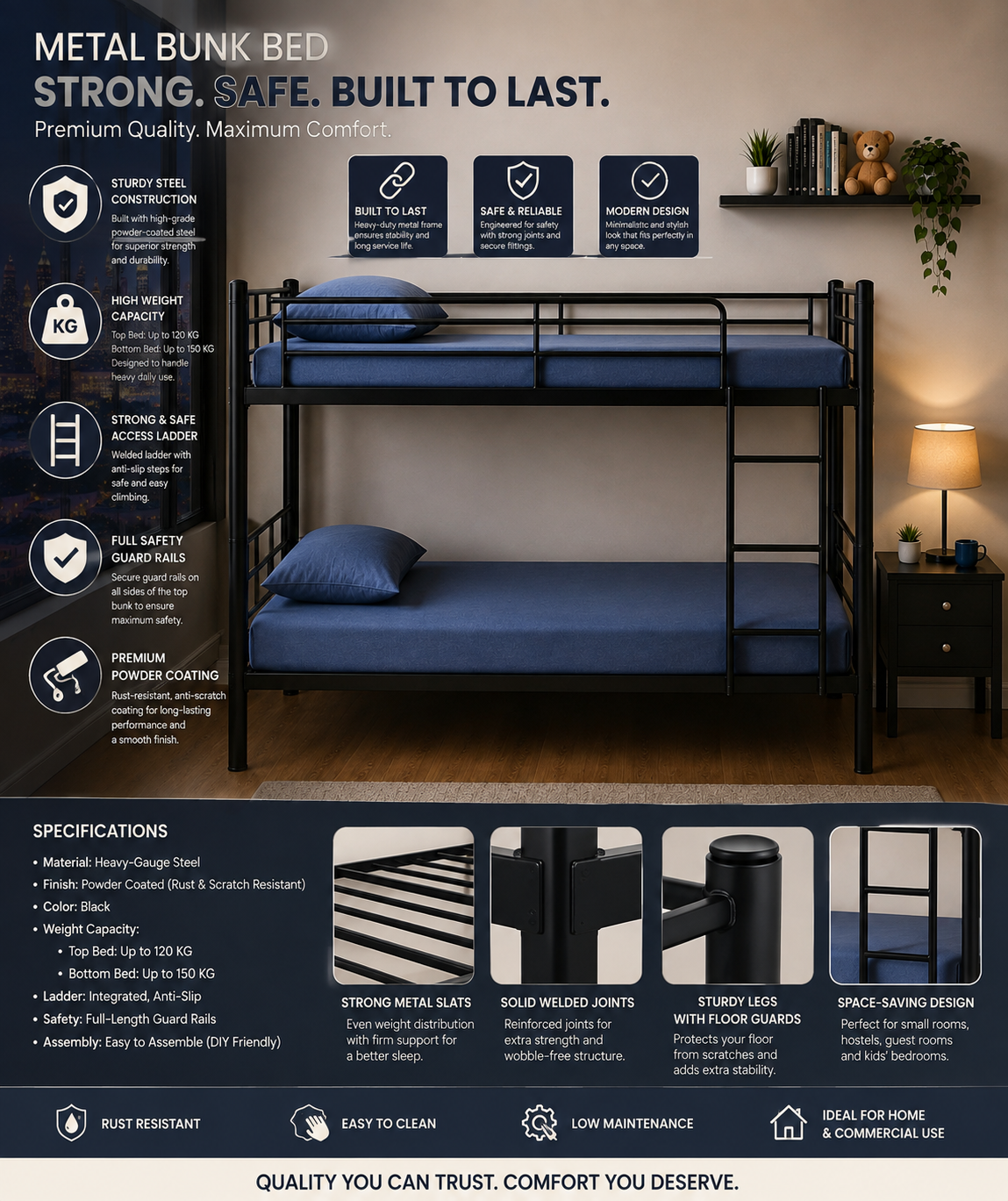Metal Bunk Bed Without Mattress - Image 2